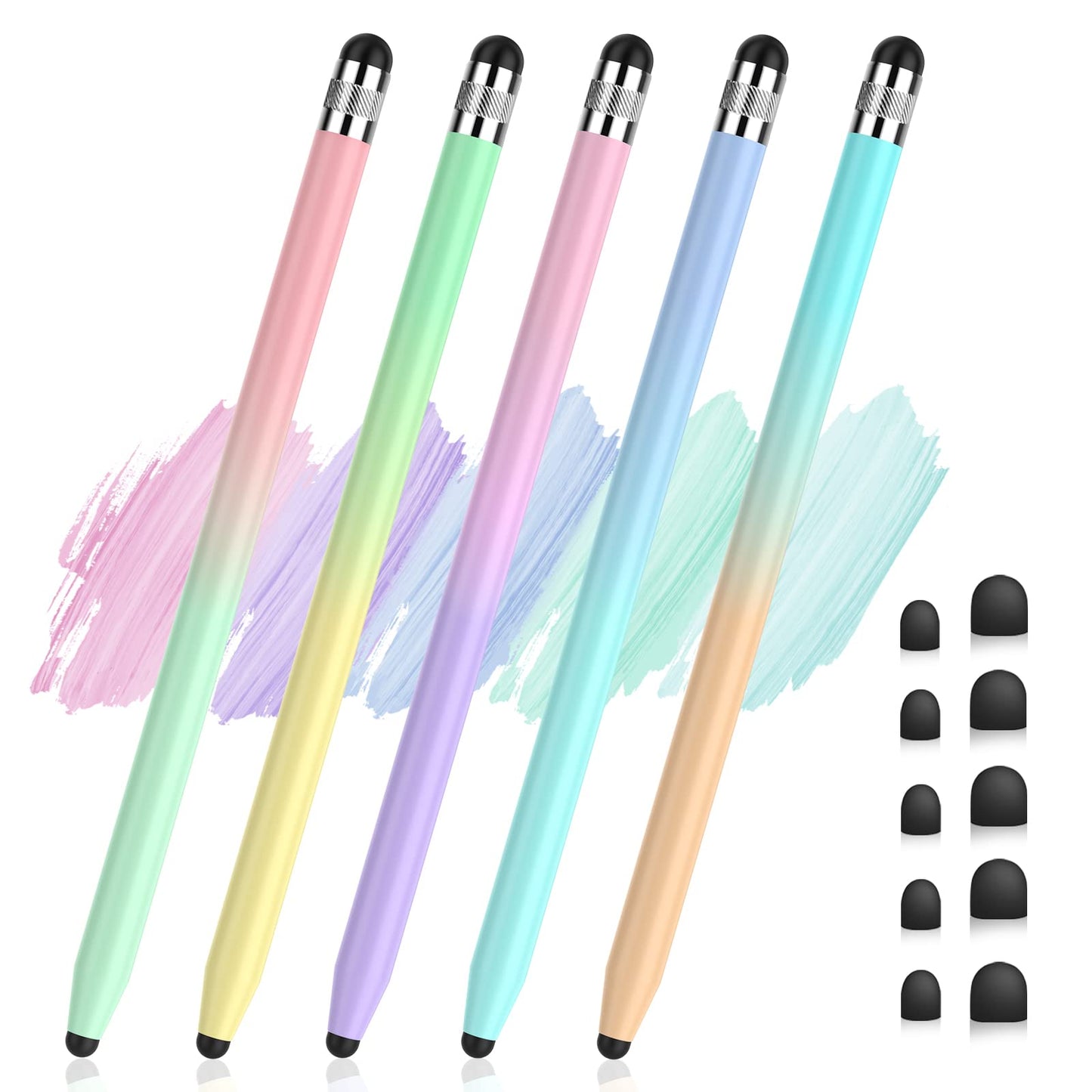 Stylus Pens for Touch Screens 5 Pack, Stylushome Dual-end High Sensitivity Capacitive Stylus for iPad, iPhone, Android Smartphone and Tablets All Universal Touchscreen Devices with 10 Rubber Tips