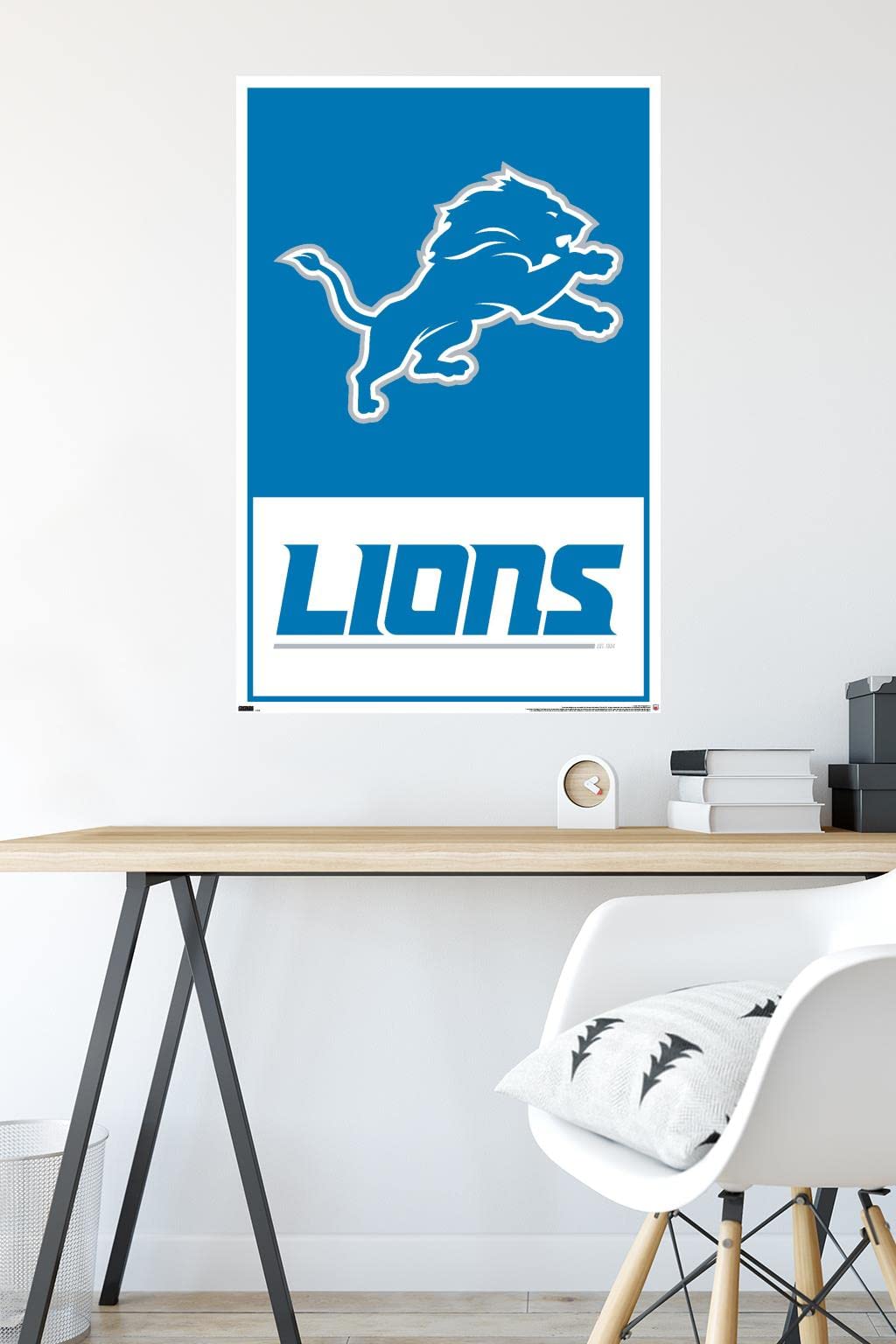 Póster de pared con el logotipo 21 de los Detroit Lions de la NFL de Trends International, 34 x 22,4 cm, versión sin marco