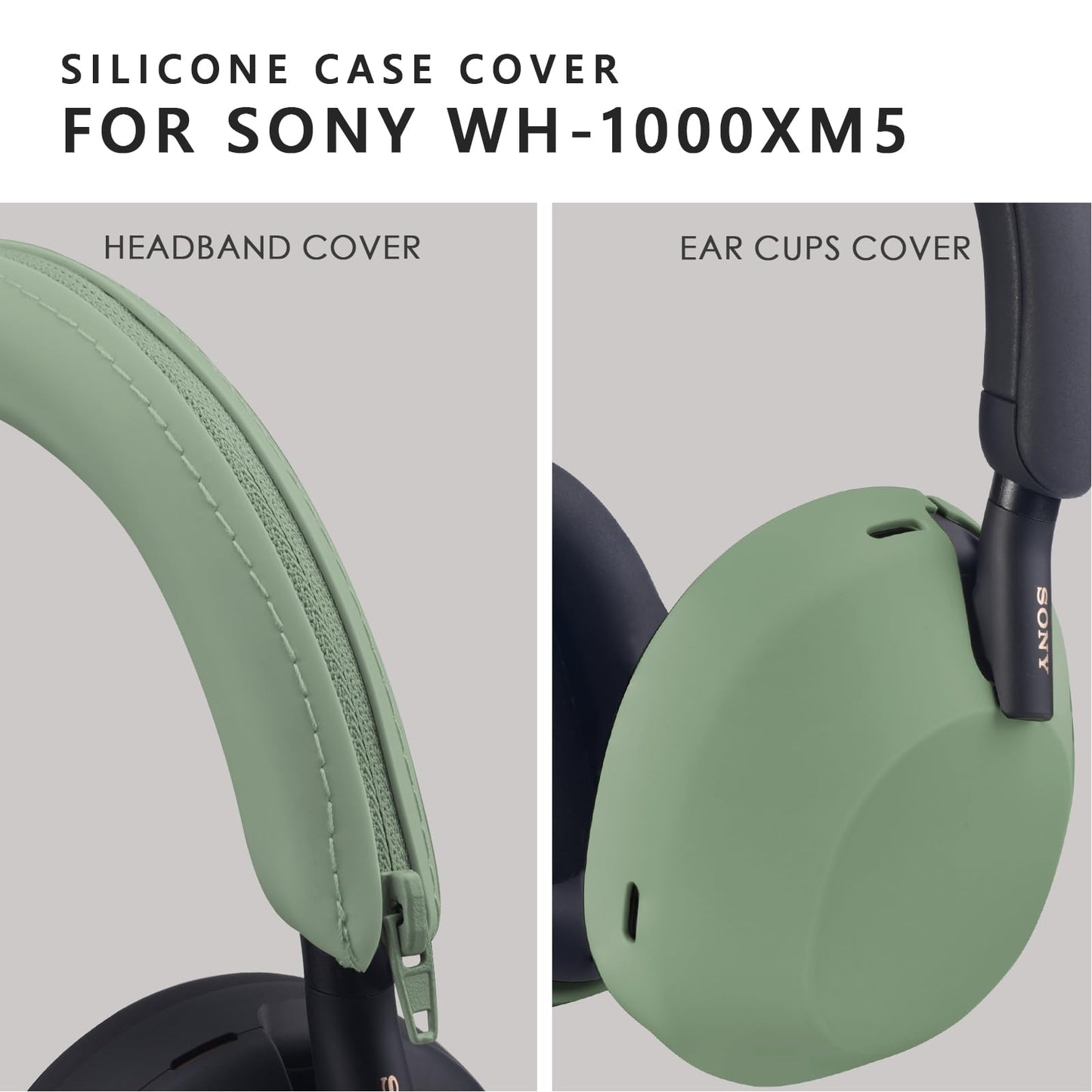 Silicone Case for Sony WH-1000XM5, Sony xm5 Wireless Headphones Protective case Cover,Cactus Green