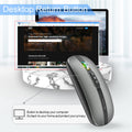 FMOUSE Slim Multifunctional Bluetooth Mouse with Multiple Buttons for Desktop Display/One Click Mute, Wireless Travel Mouse with RGB Lights for MacBook/pc/iPad/Laptop (Gray)