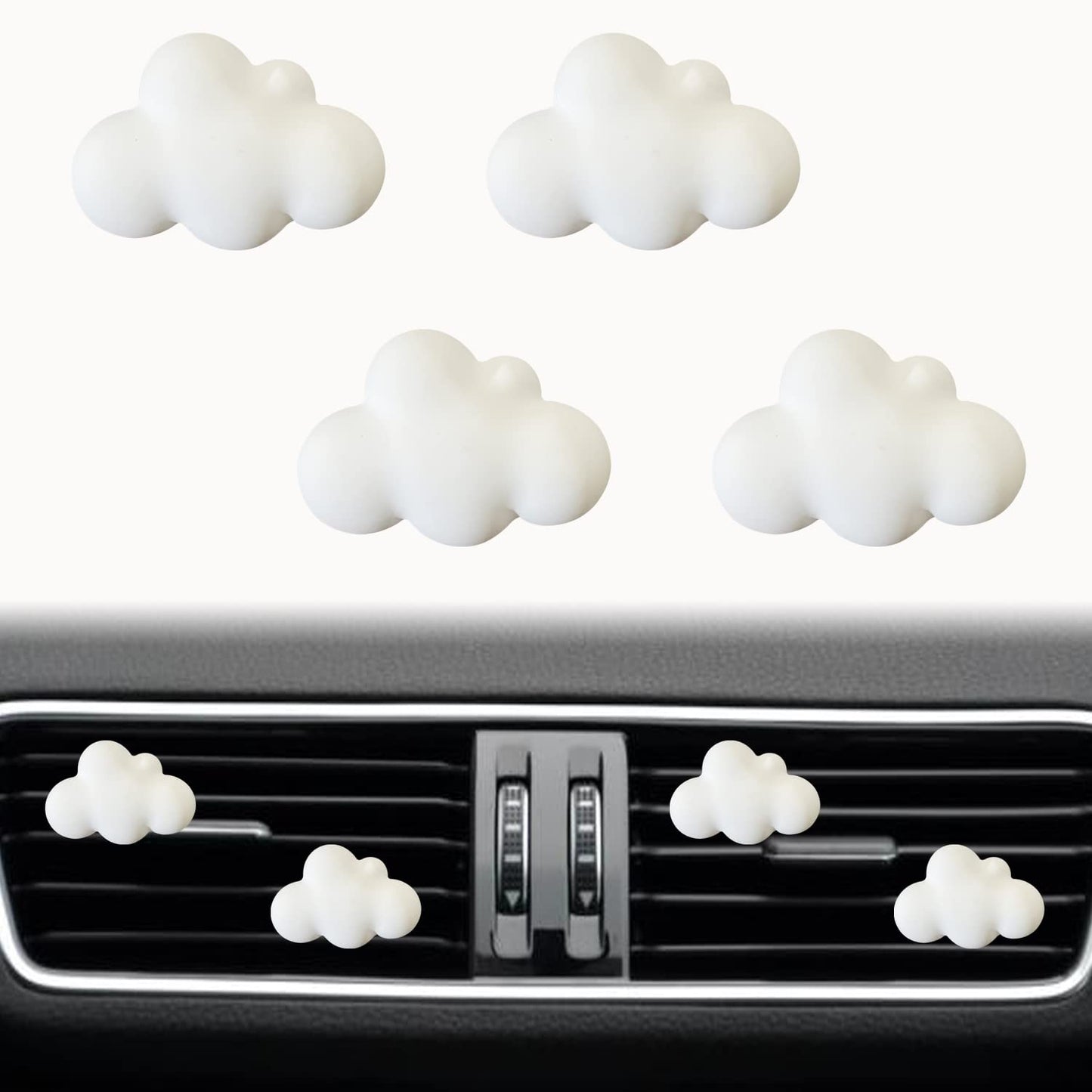 4 Pcs Cloud Air Vent Clips, Cute Cloud Car Air Fresheners Vents Clips Funny Car Diffuser Vent Clips Car Interior Decor Charm Cute Car Accessories Car Decoration for Women