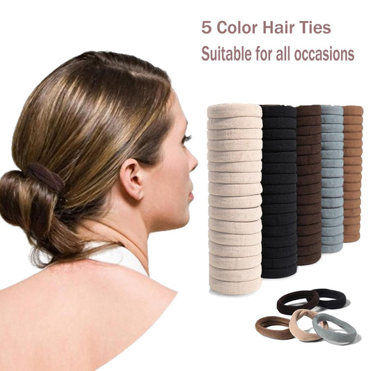 Vrose Flosi No Damage Hair Ties For Women Girls Men Kids Toddler - Soft Seamless Hair Ties For Thick & Curly Hair - Brown Rubber Bands For Hair No Pull Ponytail Holder