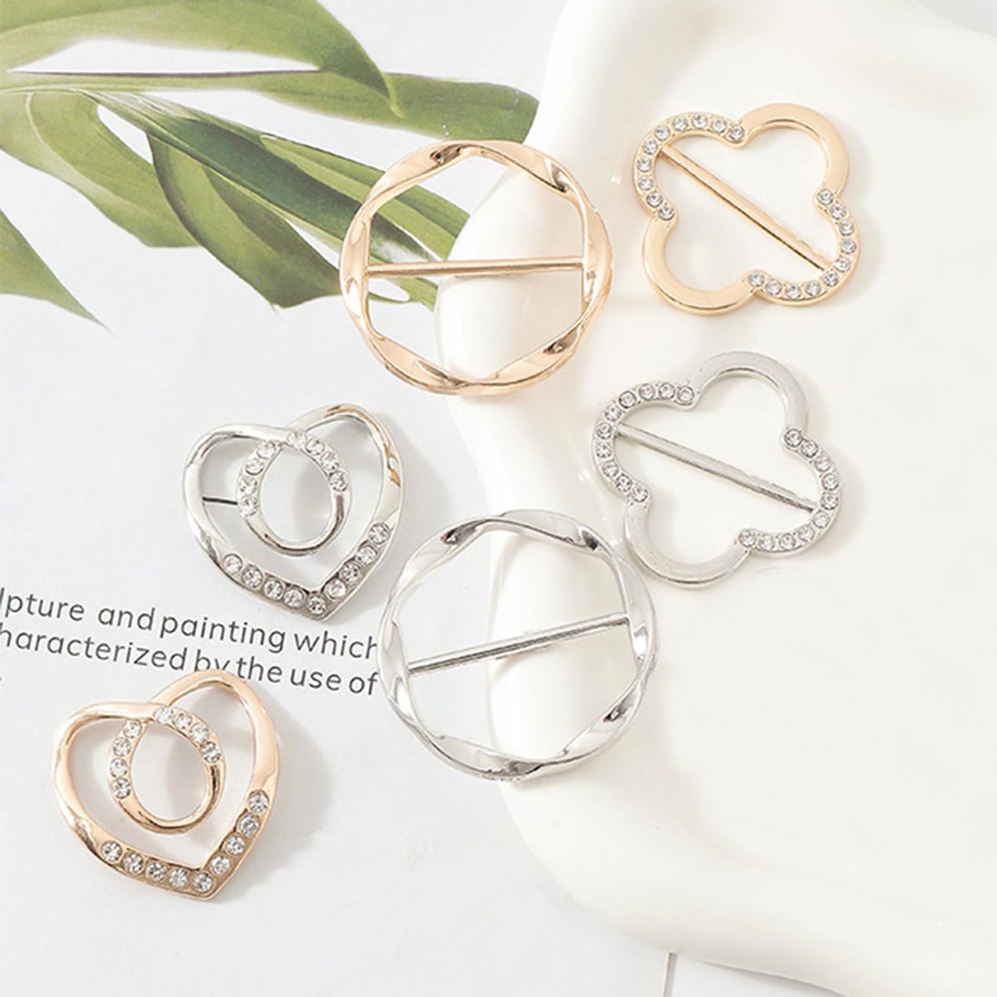 4 PCS Scarf Ring Clip T-shirt Ties Clips for Women Clothes Corner Knotted Button Fashion Metal Round Circle Shirt Clips Buckle Silver