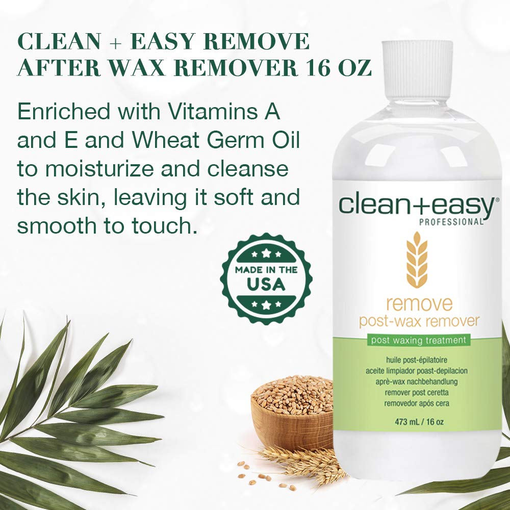 Clean + Easy Remove - Démaquillant après épilation pour la peau avec huile de germe de blé, nettoyant post-épilation, 16 oz