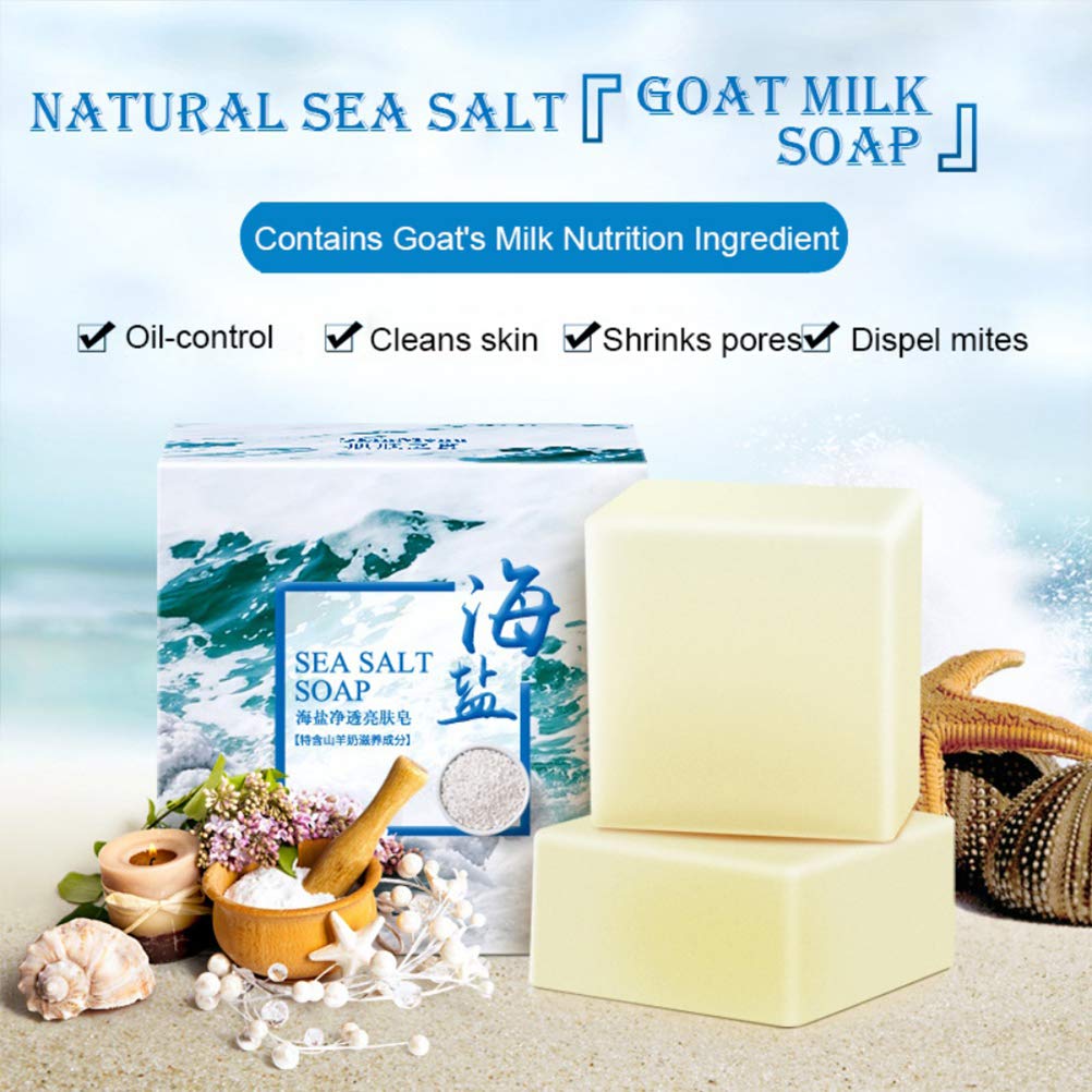 Soap with Sea Salt Natural Goat's Milk for Face Dry and Natural Oily Skin, Remove Acne Anti-cellulite Soap (3.52 Oz)