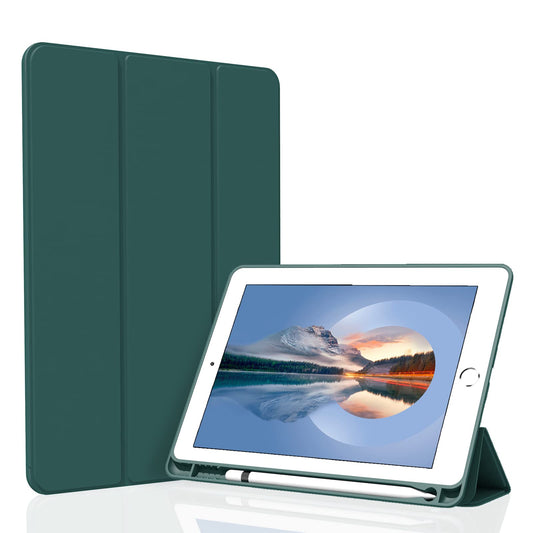 Divufus Case for iPad 10.2 2021/2020/2019, Smart Lightweight Trifold Stand Cover, Auto Sleep/Wake Soft TPU Pencil Holder Case for iPad 10.2 inch 9th/8th/7th Generation - Dark Green