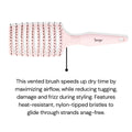 L'ANGE HAIR Siena Wide Curved Vented Hair Brush | Detangle with Nylon Bristles Best for Tangles and Knots Ideal Men Women Brushes Airflow Blush