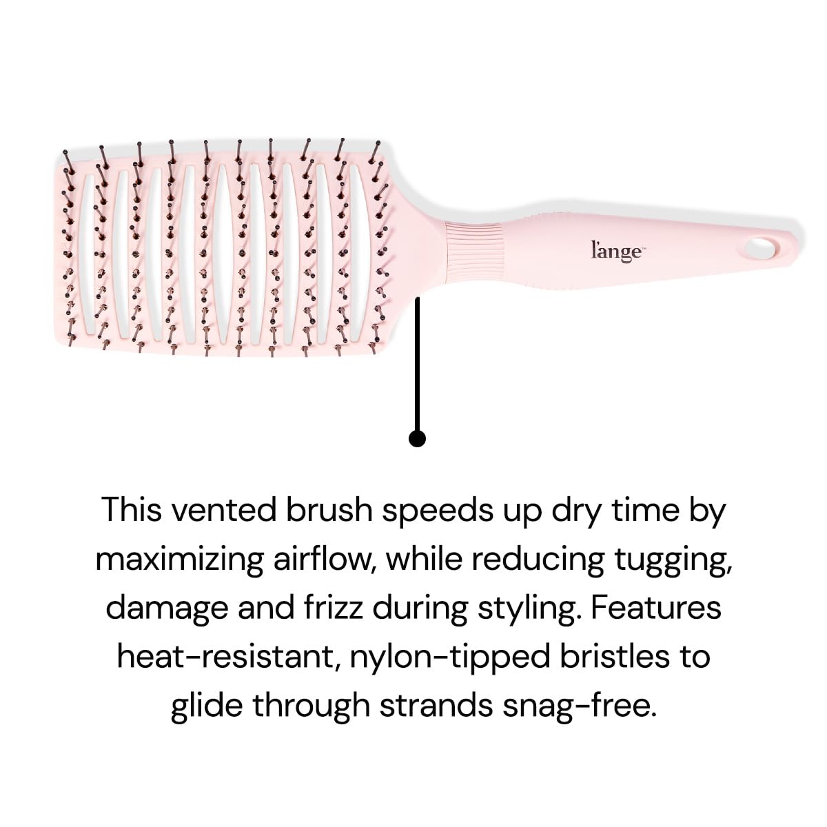 L'ANGE HAIR Siena Wide Curved Vented Hair Brush | Detangle with Nylon Bristles Best for Tangles and Knots Ideal Men Women Brushes Airflow Blush