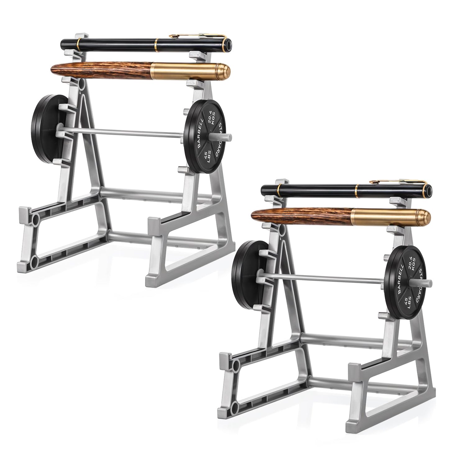 2pcs Squat Rack Pen Holder, Squat Rack Office Decor Mini Barbell Rack Pen Holder Desktop Squat Rack Pen Holder with Weights & Barbells for Office Gym Decorations for Fitness Weightlifting Lovers