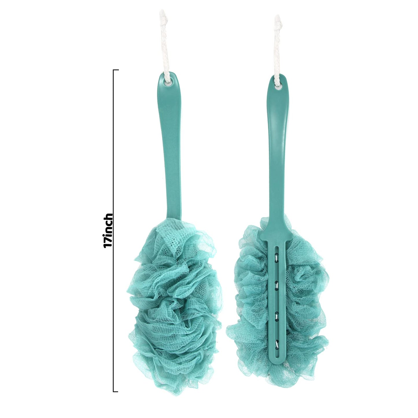 Back Scrubber for Shower, Qewro Loofah on a Stick as Shower Brush Exfoliating Body with Long Handle, Loofah Sponge Mens Loofah Bathing Accessories for Women (2Pack Blue) (2Pack Blue)