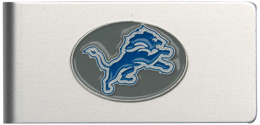 Clip para billetes de metal cepillado de los Detroit Lions de la NFL Siskiyou Sports para hombre, talla única, color del equipo