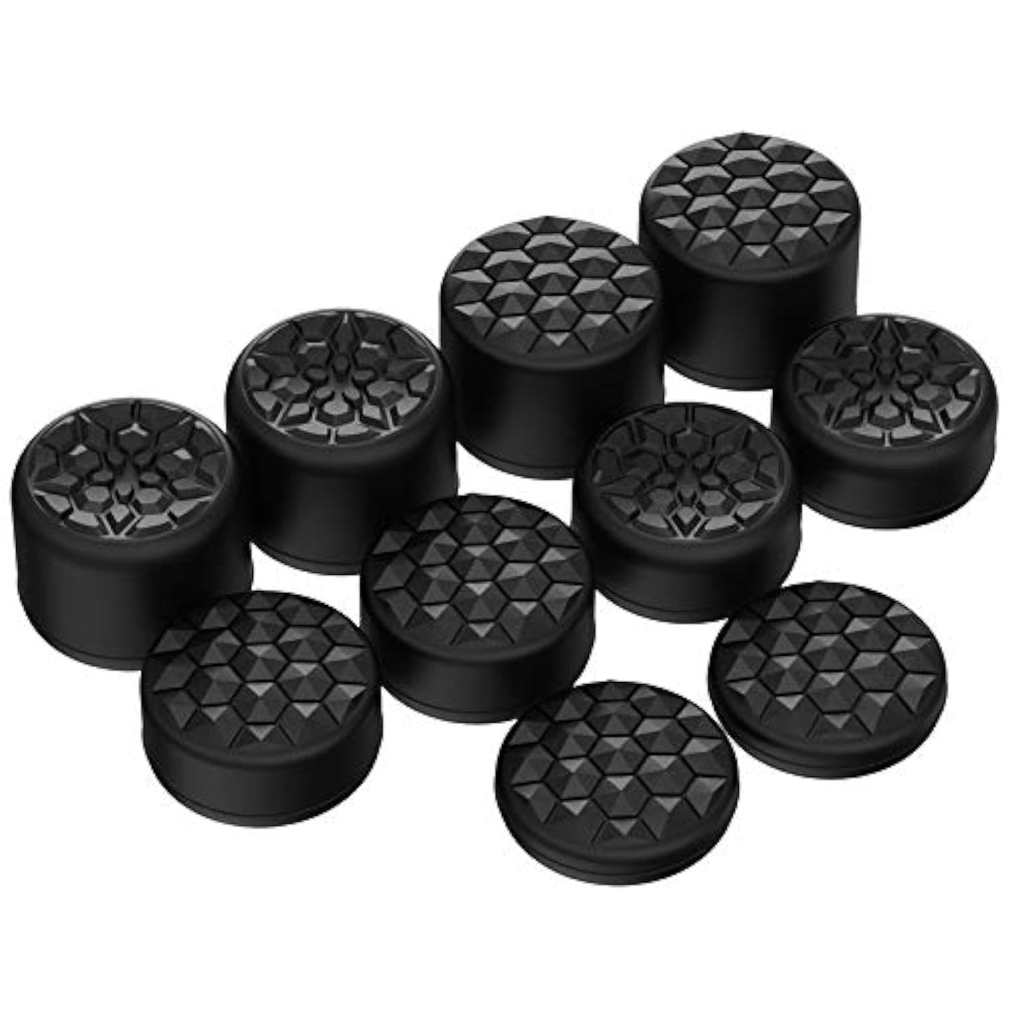 Empuñaduras ergonómicas negras para el pulgar para PS5, PS4, Xbox Series X/S, Xbox One, Xbox One X/S, Switch Pro Controller, con 3 alturas convexas y cóncavas, diseño de grano de diamante y bomba de grietas