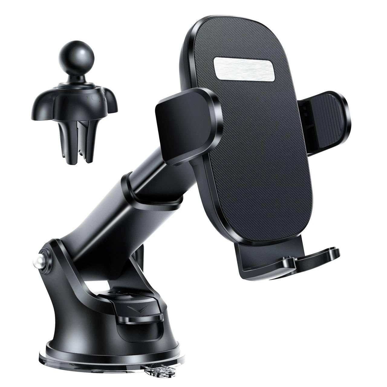 3-in-1 Car Phone Holder. Cell Phone Holder for Car Dashboard Windshield & Air Vent. Car Phone Mount with Strong Sticky Gel Pad. Hands Free Car Holder Mount for iPhone & Smartphone.