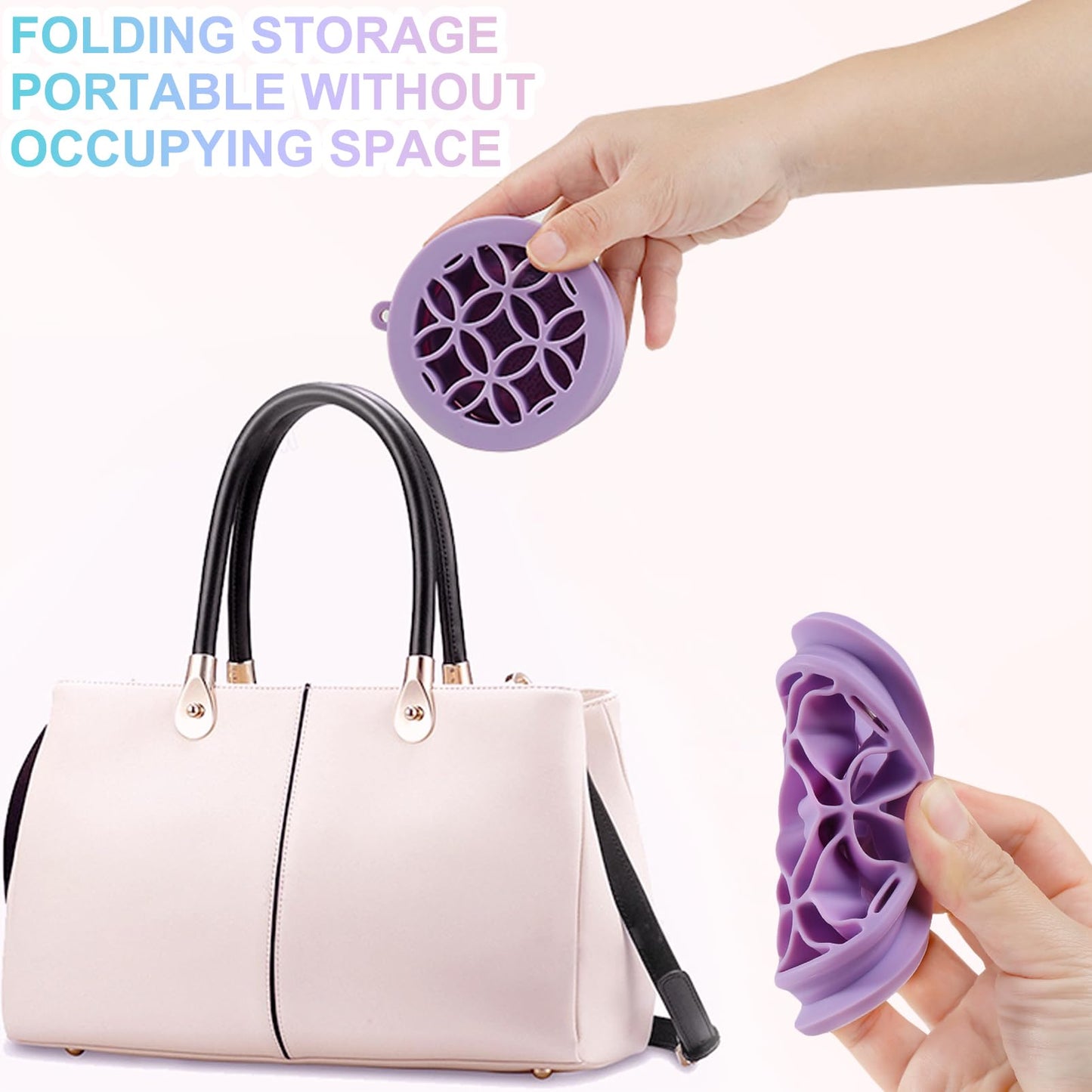 Ranphykx Makeup Brushes Cleaner Mat with Brush Storage Holder, Folding Portable Washing Tool for Makeup Brush Cleaning, 2 In 1 Silicone Brush Cleaner Pad & Cosmetic Brush Organizer Rack (Purple)