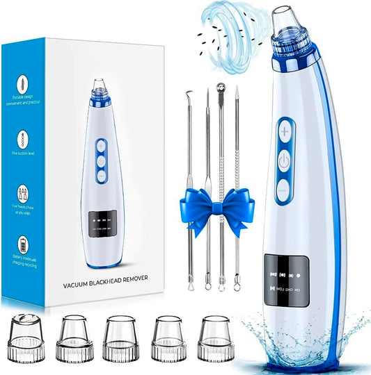 Blackhead Remover Pore Vacuum Pore Cleaner Comedone Whitehead Extractor Tool-5 Suction Power,5 Probes,USB Rechargeable Blackhead Vacuum Kit