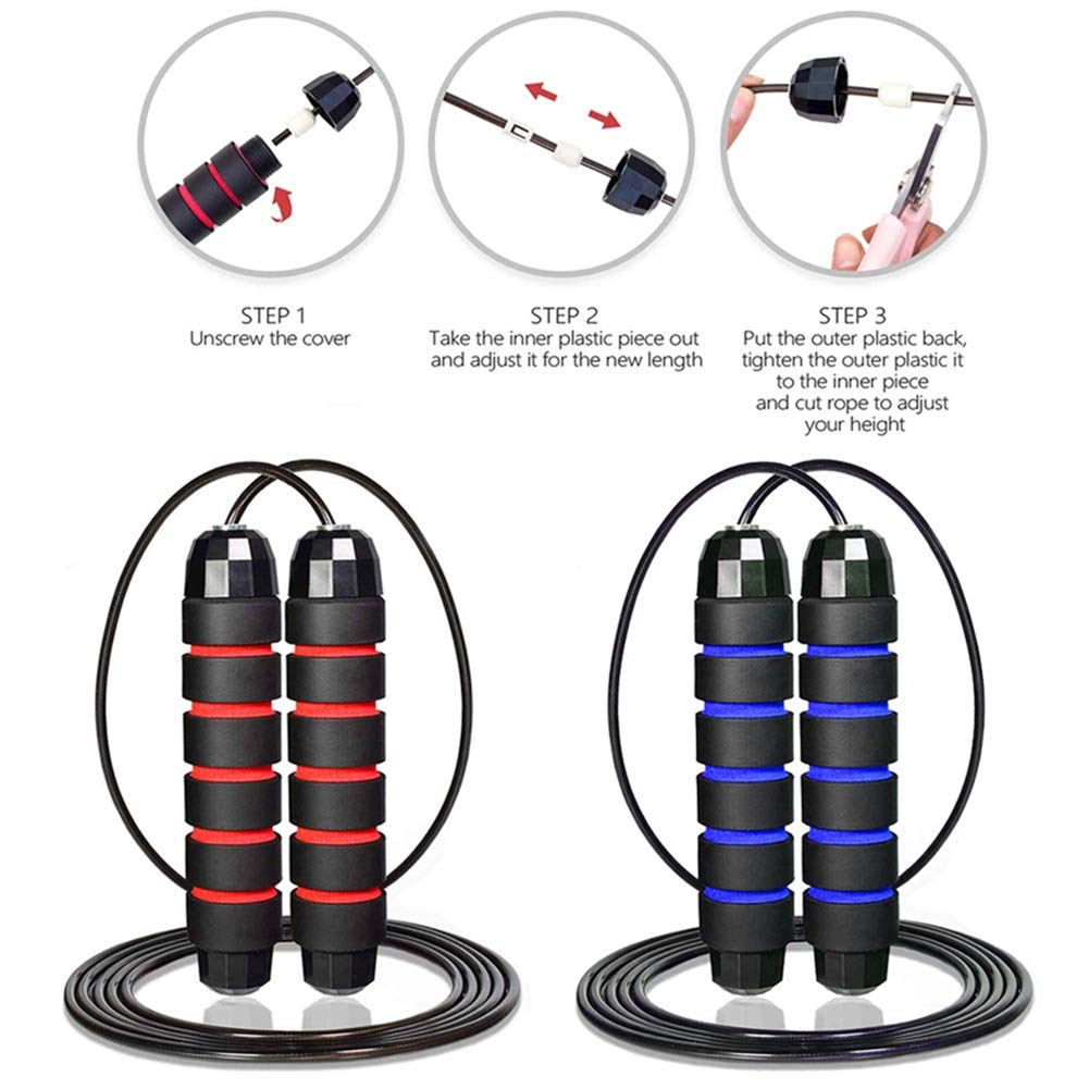 Redify Jump Rope,Jump Ropes for Fitness for Women Men and Kids,Speed Jumping Rope for Workout with Ball Bearings,Adjustable Skipping Rope for Exercise&Slim Body at Home School Gym (Red,Blue)