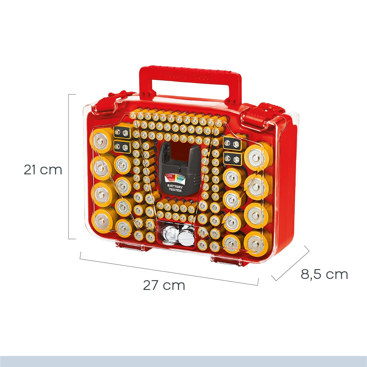 Ontel Battery Daddy Smart - Battery Organizer Storage Case with Tester, Stores & Protects Up to 150 Batteries, Clear Locking Lid, As Seen On TV, Smart - 150 Batteries (BADAS-MC4)