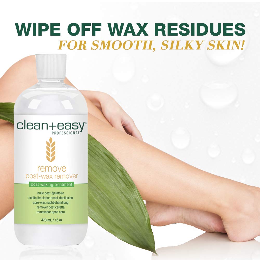 Clean + Easy Remove - Démaquillant après épilation pour la peau avec huile de germe de blé, nettoyant post-épilation, 16 oz