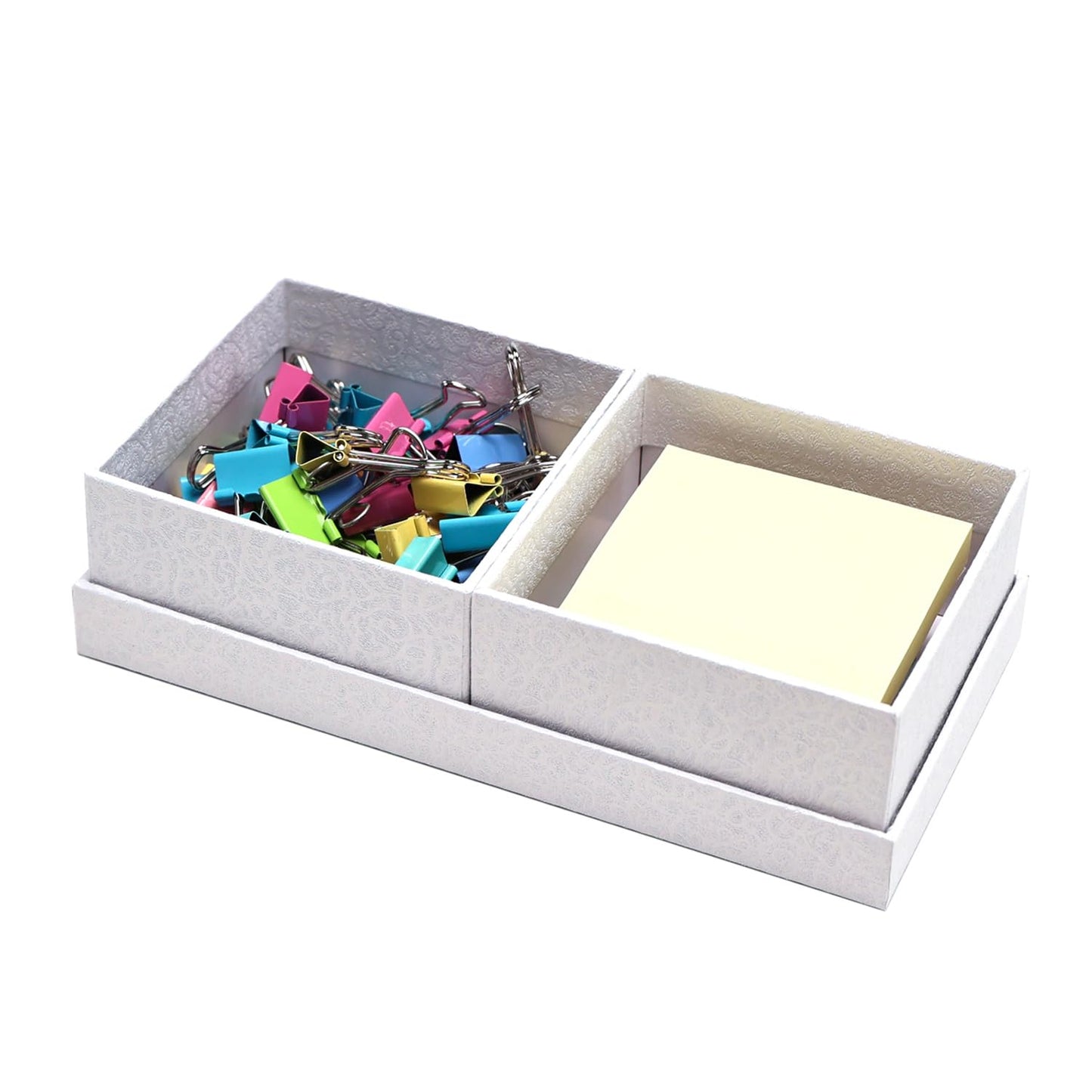 Organizador de escritorio xiepipipaper, accesorios de escritorio de oficina, organizador de escritorio de cartón con soporte para lápices y bolígrafos y bandeja para notas adhesivas, almacenamiento de clips, color blanco