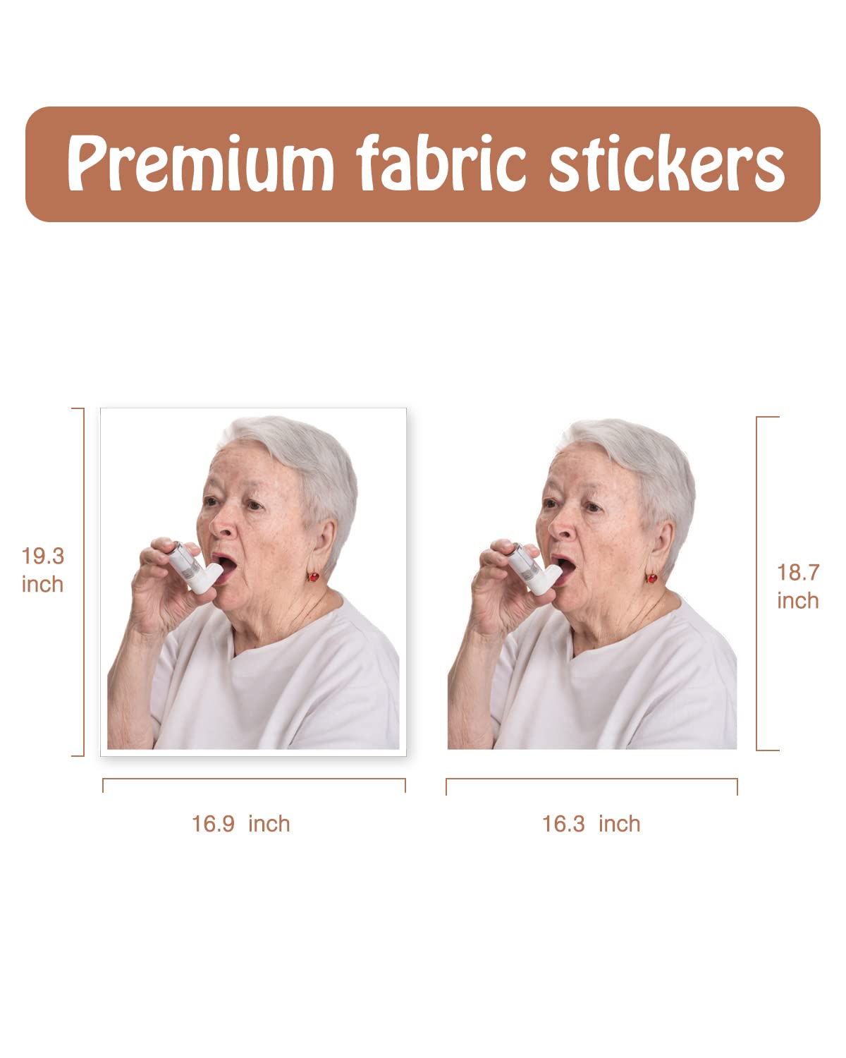 Funny Wall Decor Gifts for Birthday - 19" H x 16.9" W Senior Lady with Asthma Inhaler Wall Decals Peel and Stick Inspiration Wall Stickers Removable Funny Decor for Bedroom Dorm Apartment