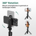 ATUMTEK Phone Tripod Mount, Universal Smartphone Mount Adapter with 2 Cold Shoe and 1/4" Standard Screw, 360° Rotates and 180° Tilts Adjustable Cell Phone Clamp Holder for Perfect Mobile Photography