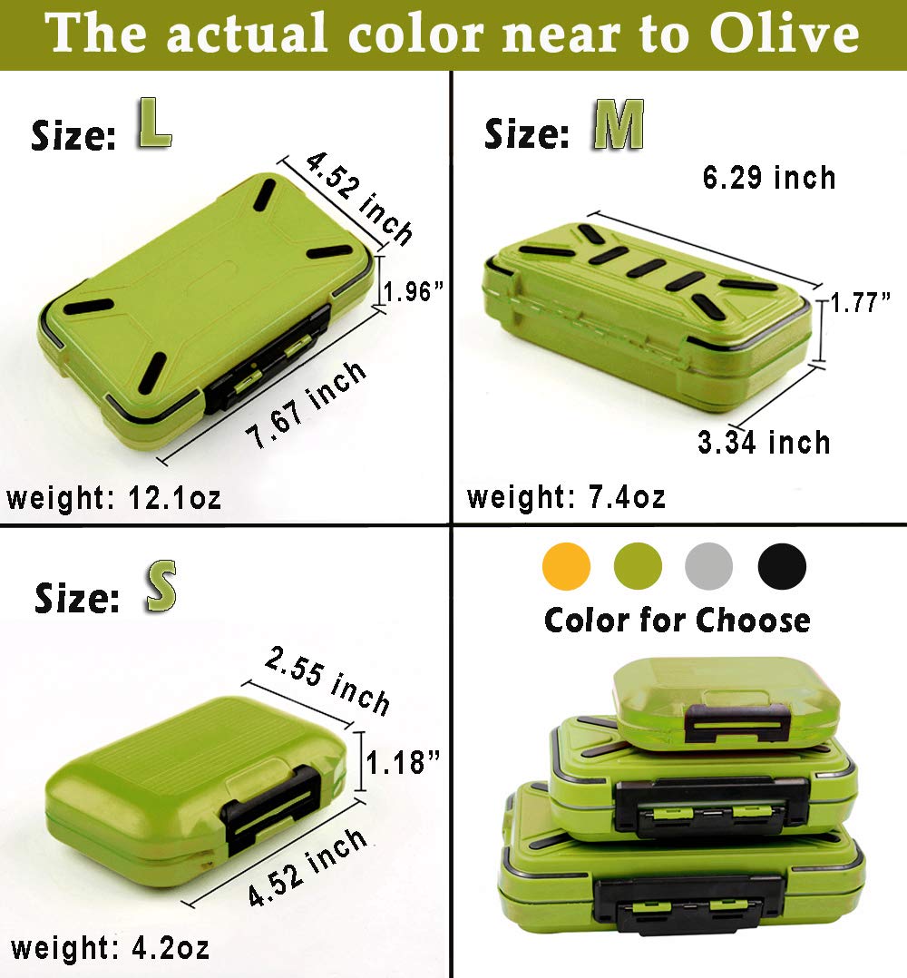 YUKI Fishing Lure Boxes, Bait Storage Case Fishing Tackle Storage Trays Accessory Boxes Thicker Plastic Hooks Organizer Containers for Vest Casting Fly Fishing - Waterproof Seal (Green, Medium)