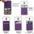 Fulgamo 3Pack Cell Phone Card Holder Stick On, Phone Wallet Double Pocket for Back of Phone Case, ID/Credit Cards Wallet Sticker Stretchy for All Smartphones-Purple,Silver,Black