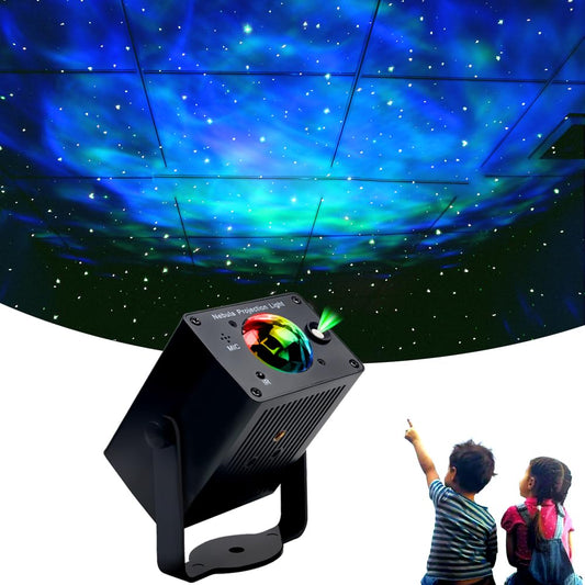 KOOT Projecteur de lumière étoilée LED 8 couleurs Veilleuse étoilée Musique Haut-parleur Vague de l'océan Galaxie Éclairage Nébuleuse Ambiance Puits de lumière pour chambre d'enfant Salle de jeux Cinéma maison Décoration de fête