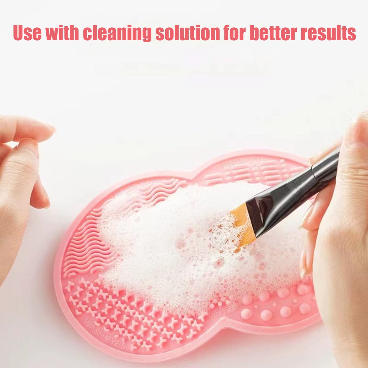 Makeup Brush Cleaning Mat, Silicone Makeup Brush Scrubber, Makeup Brush Cleaner Pad, Cosmetic Brush Cleaner, Brush Cleaning Pad, Suitable for Makeup Brush, Makeup Sponge, Powder Puff (Pink)