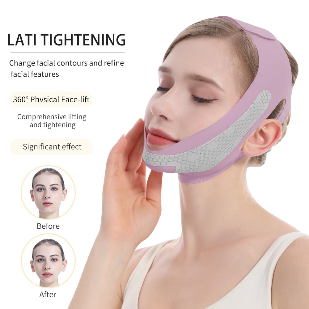 ROWMATE Graphene V-Line Mask, Chin Strap for Sleeping,Chin Strap for Women,Jaw Exerciser,lilac,M