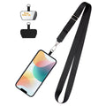 COOKOOKY Phone Lanyard， Adjustable Neck Strap and Phone Patches， Universal Cell Phone Multifuctional Patch Lanyards Compatible with Most Smartphones(1, Black)