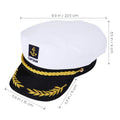 Captain Yacht Hat Cap Costume Hat Sailor Marine Admiral Hat for Halloween Costume Accessory, 8.6 x 6 x 2'' White