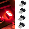 Hbxdeco Lot de 4 lampes d'ambiance LED USB pour intérieur de voiture, mini veilleuse décorative LED portable pour voiture, kit d'éclairage d'ambiance avec interface USB enfichable, accessoires universels pour intérieur de voiture (rouge)