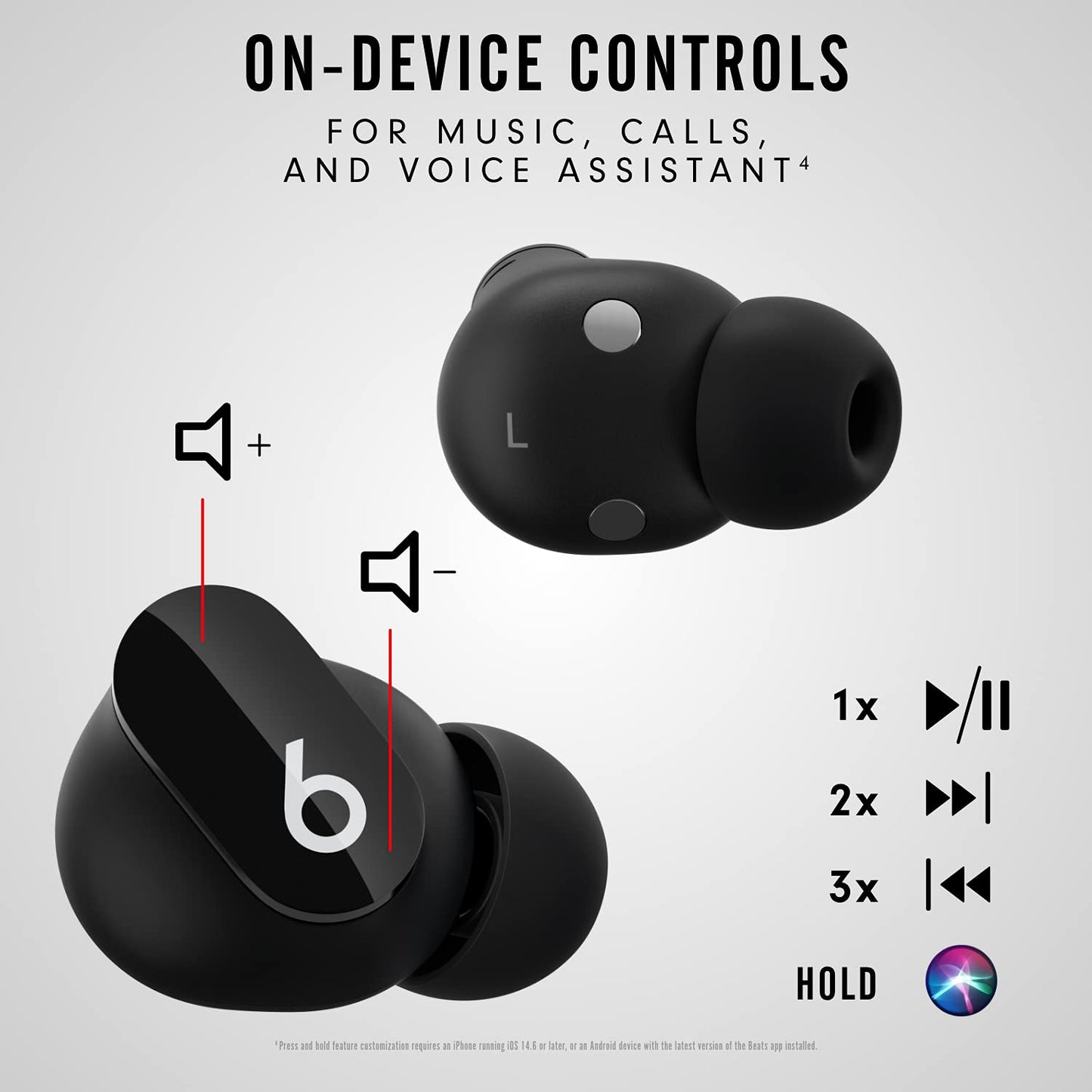 Beats Studio Buds - Auriculares inalámbricos con cancelación de ruido - Compatibles con Apple y Android, micrófono integrado, clasificación IPX4, auriculares resistentes al sudor, auriculares Bluetooth de clase 1 - Negro