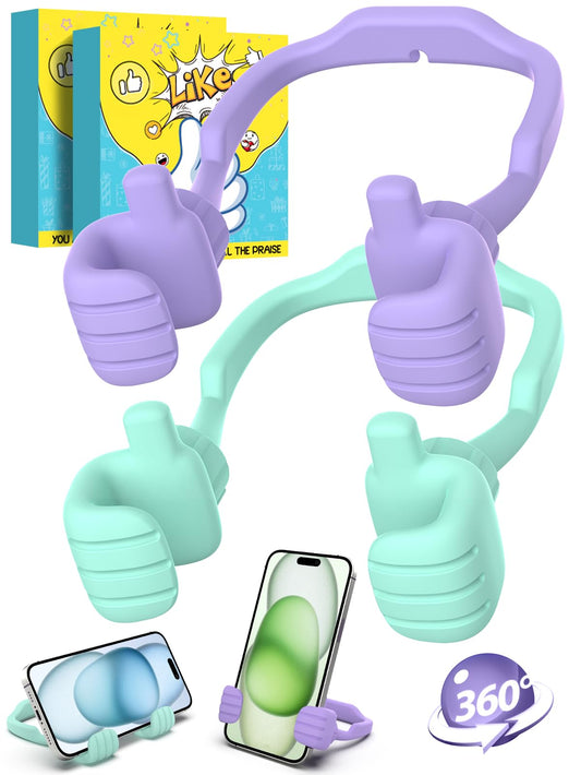 Valentines Day Gifts for Her Kids Teens Girls Cell Phone Stand: 2 Pack UPGRADE Adjustable Lazy Thumbs Up Phone Holder for Desk Fun Birthday Gifts for Women Men Him Wife Kids Boys Girlfriends Teacher