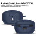 [Secure Lock] Étui de protection compatible avec Sony WF-1000XM5, étui en silicone pour écouteurs Sony WF-1000XM5, étui de protection antichoc anti-rayures avec mousqueton et cordon (bleu)