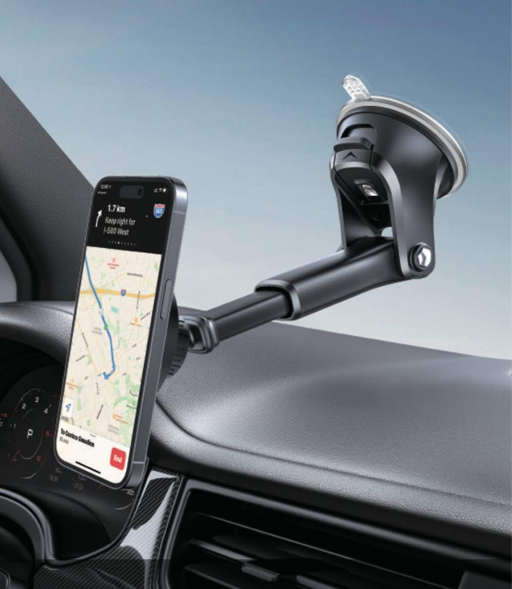 Car Mount Dashboard Windshield Car Cell Phone Mount Holder with Strong Magnet.Magnetic Hands Free Cell Phone Holder Compatible with All Mobile Phones.[360° Rotation].Charging Not Supported.Black-Grey