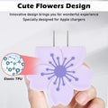 Cherry Blossom Cable Protector for iPhone Adapter Charger, Cute Pretty 3D Flower Design, Soft Silicone Data Cable Cord Saver Phone Charger Protector for iPhone X XR 11 12 13 14 15 16 Pro Max-Purple