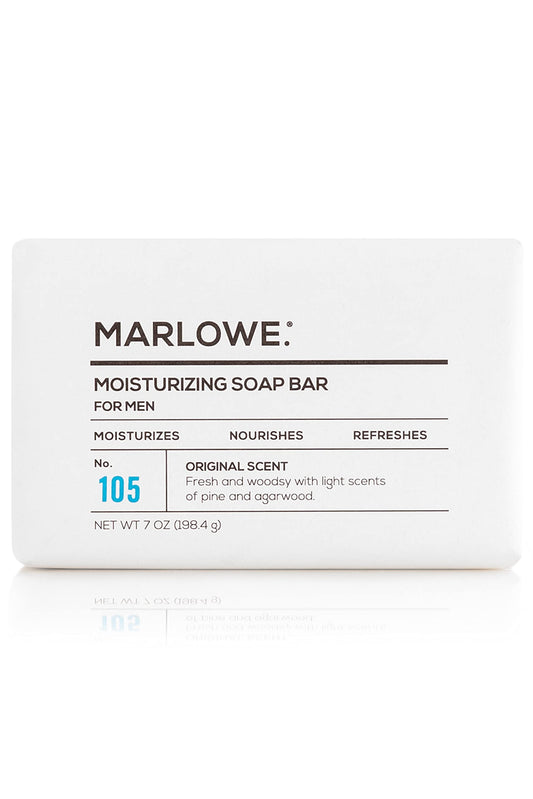 MARLOWE. No. 105 Bar Soap for Men 7 oz, Moisturizing Body Soap, Nourishing & Refreshing with Natural Extracts, Shea Butter, Olive Oil & Green Tea Extracts, Fresh Woodsy Scent