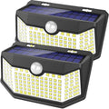 HMCITY Lampes solaires d'extérieur 120 LED avec réflecteur et 3 modes d'éclairage, lampes murales à détecteur de mouvement, étanches IP65 à énergie solaire pour jardin, terrasse, cour (lot de 2)