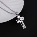 Soccer Cross Necklace for Men Bible Verse I CAN DO All Things Stainless Steel Sport Pendant for Men(Silver)