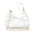 Sac à bandoulière Crescent Sac à main froncé Sac à main sous les bras Mini Hobo pour femme, sac à bandoulière amovible avec chaîne dorée - Blanc