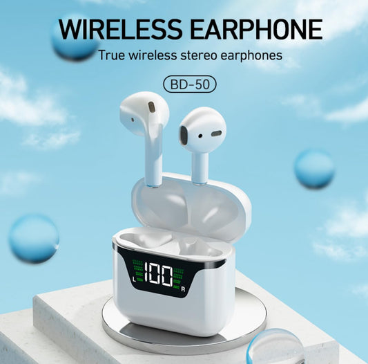 Wireless Earbuds, Bluetooth 5.3 Headphones Bass Stereo, Ear Buds with Noise Cancelling Mic LED Display, in Ear Earphones, for Laptop Pad Phones Sports Workout