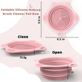 Foldable Silicone Makeup Brush Cleaner Pad Bowl, YalsFTY Portable Mat Scrubber Cleaning Tool for Makeup Brushes (Pink)