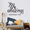 Wall Stickers for Kids, Motivational Wall Decals, (Easy to Apply), Vinyl Wall Decor Art Quotes Inspirational Boys Girls Teen Men Women, Bedroom Gym Office Home Words Signs, You are Amazing 18"X15"