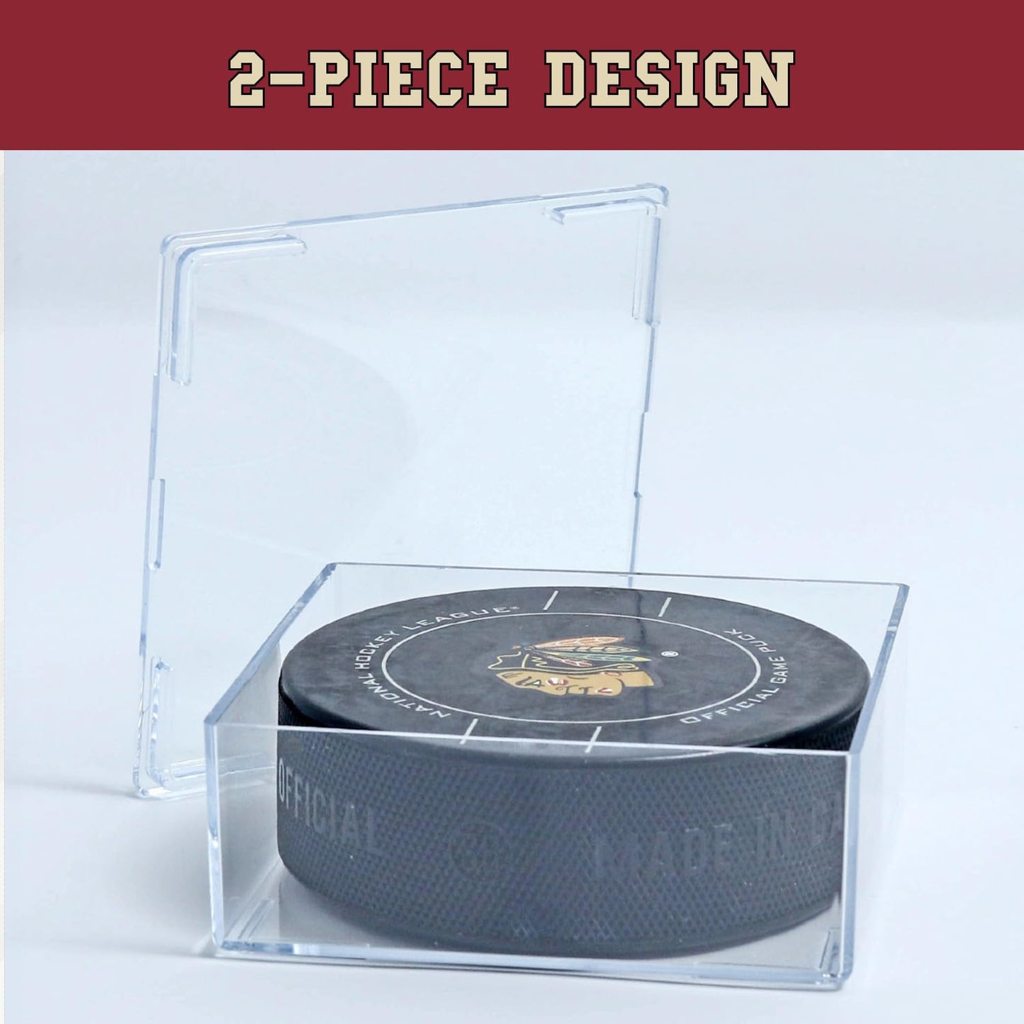 Display Zone Hockey Puck Case, Crystal Clear Puck Holder - Fits Official Size Hockey Puck