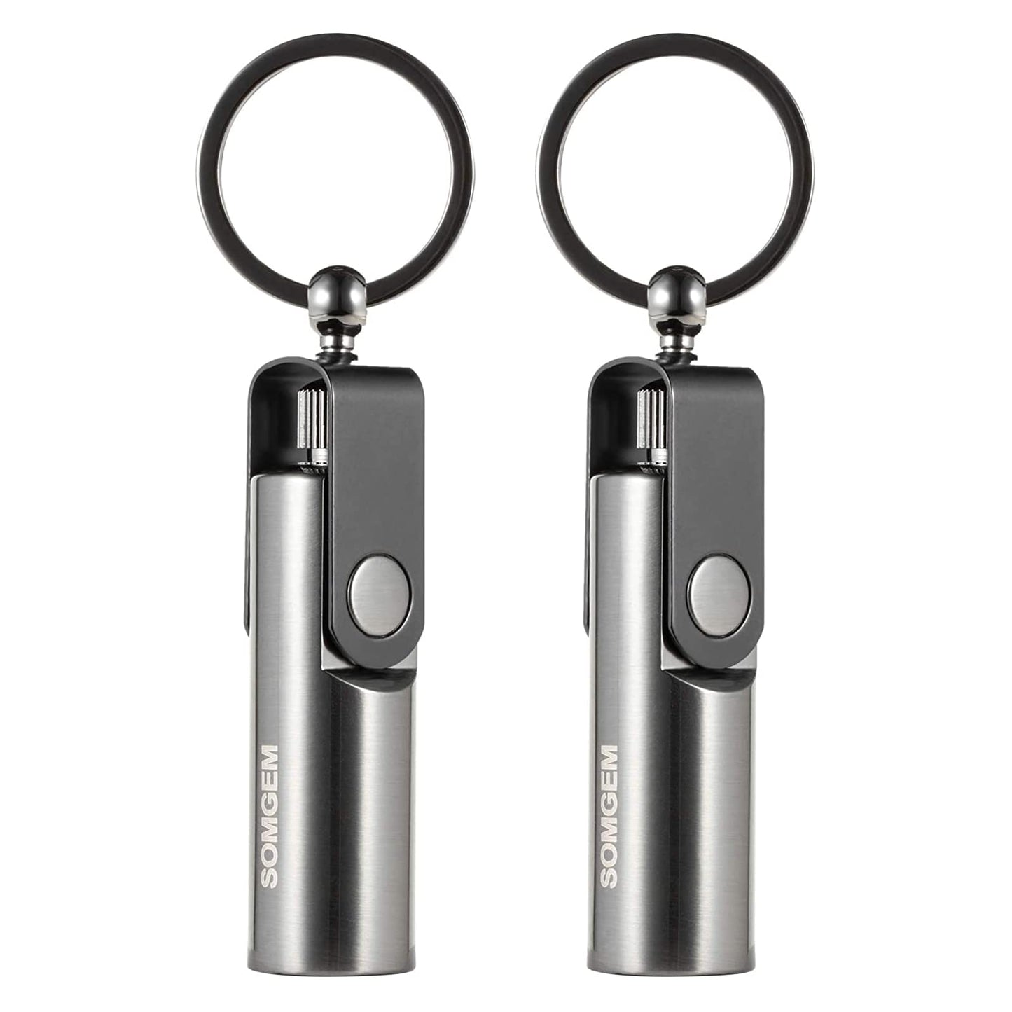 SOMGEM Permanent Match Keychain 2 Pack, Kerosene Refillable, Waterproof Flint Fire Starter for Outdoor Camping Emergency Survival Gear