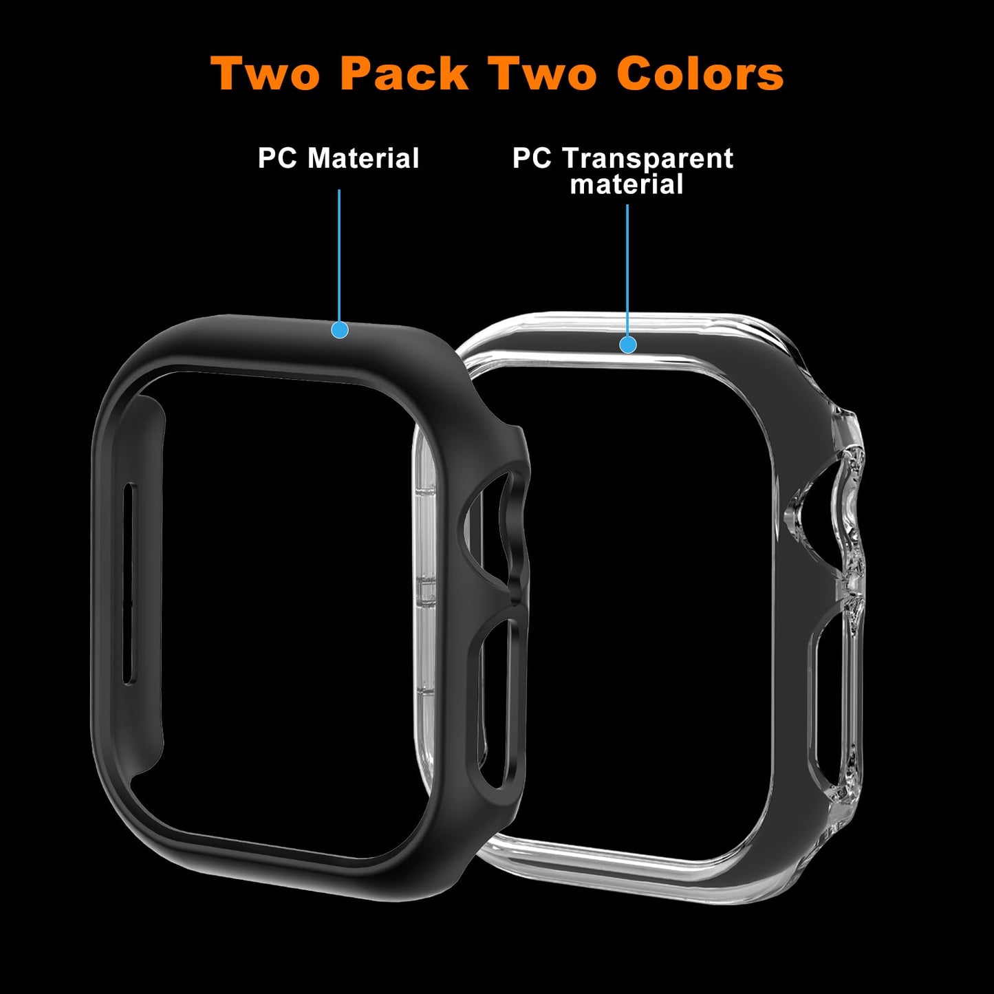 Jaroco 2 Pack [No Screen Protector] Bumper Case for Apple Watch Series 9 Series 7 8 45mm, Slim Shockproof Protective Bumper Cover for iWatch S9/S8/S7 Accessories 45mm, Black+Clear