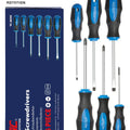 ROTATION 6PCS Magnetic Tip Screwdriver Set, 3 Phillips and 3 Flat, Professional Cushion Grip | 6-Piece Hand Tools Set