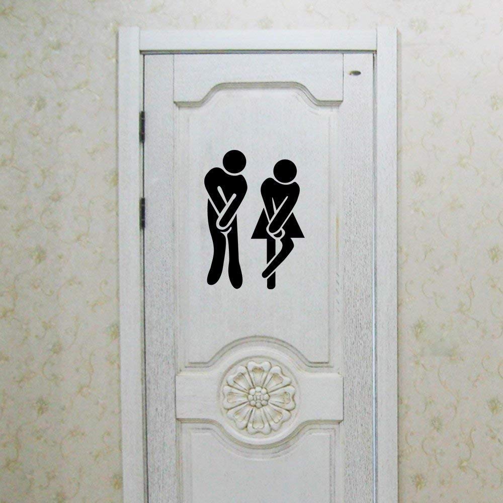 Panneau amovible pour salle de bain, toilettes, homme et femme, OYEFLY, accessoires de porte, autocollant mural, décoration d'intérieur pour salon, décoration d'intérieur (noir)